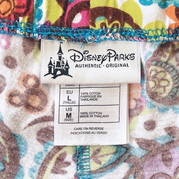 Disney Parks Medium Flower Paisley Mickey Minnie Print Soft Knit Pajama Shorts - Picture 5 of 6